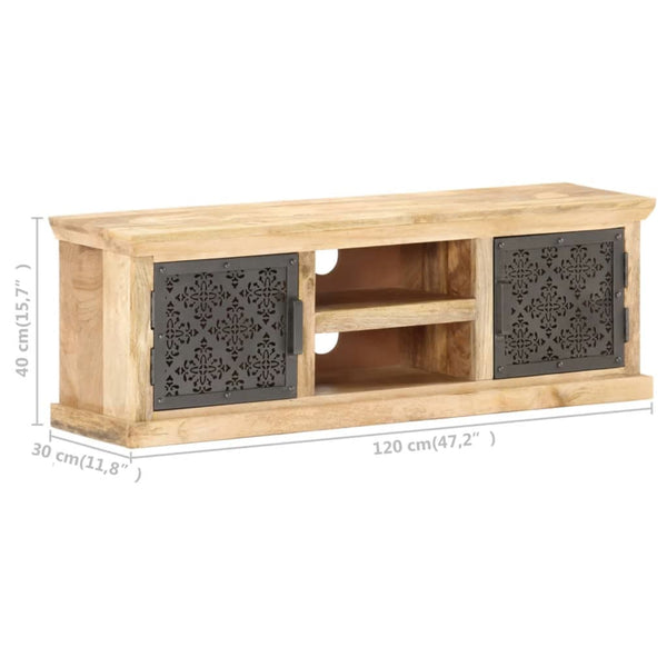 vidaXL TV Cabinet with Steel Doors 120x30x40 cm Solid Mango Wood