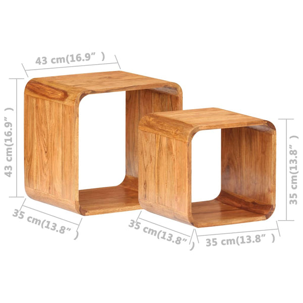vidaXL End Tables 2 pcs. Solid Wood with Honey Finish