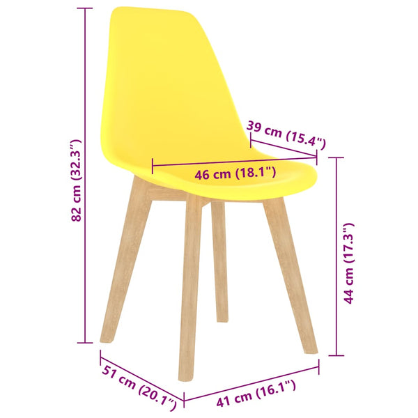 vidaXL Dining Chairs 6 pcs Yellow Plastic