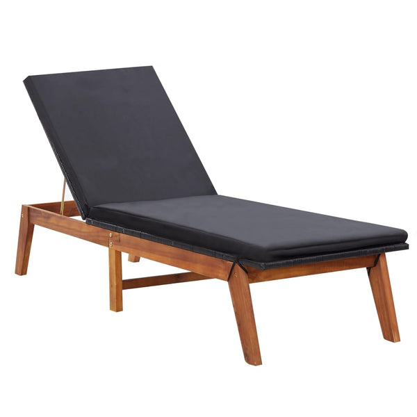 vidaXL Sun Loungers 2 pcs. with Table Poly Rattan and Solid Acacia Wood