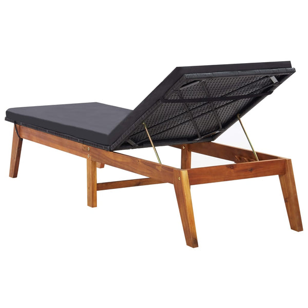 vidaXL Sun Loungers 2 pcs. with Table Poly Rattan and Solid Acacia Wood