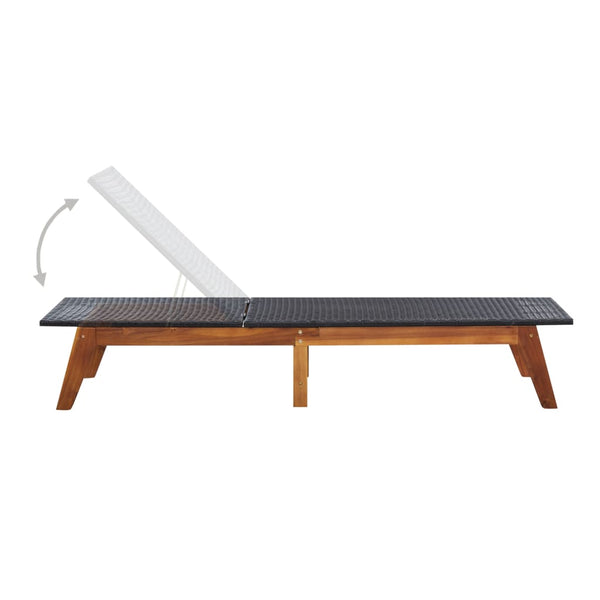 vidaXL Sun Loungers 2 pcs. with Table Poly Rattan and Solid Acacia Wood