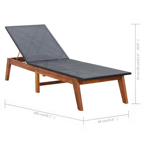 vidaXL Sun Loungers 2 pcs. with Table Poly Rattan and Solid Acacia Wood