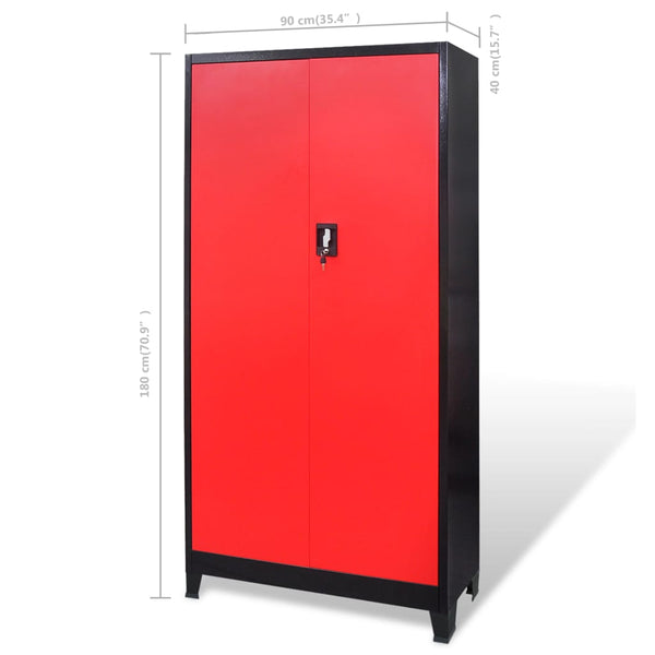 vidaXL Tool Cabinet with Tool Chest Steel 90x40x180cm Red Black