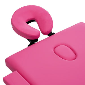 vidaXL 2-Zone Foldable Massage Table with Wooden Frame Pink