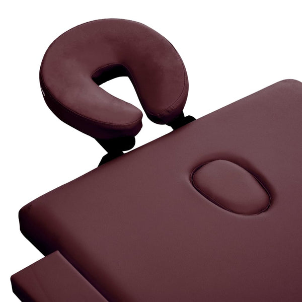 vidaXL 2-Zone Foldable Massage Table with Wooden Frame Burgundy-Purple