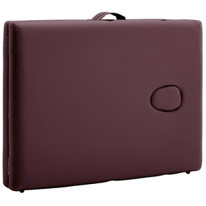 vidaXL 2-Zone Foldable Massage Table with Wooden Frame Burgundy-Purple