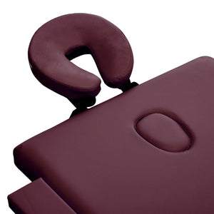 vidaXL 3-Zone Foldable Massage Table with Wooden Frame Burgundy-Purple