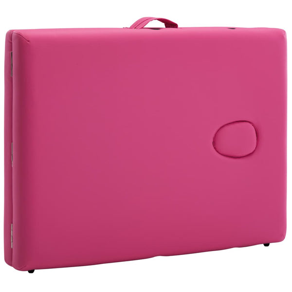vidaXL Foldable 2-Zone Massage Table with Aluminum Frame Pink