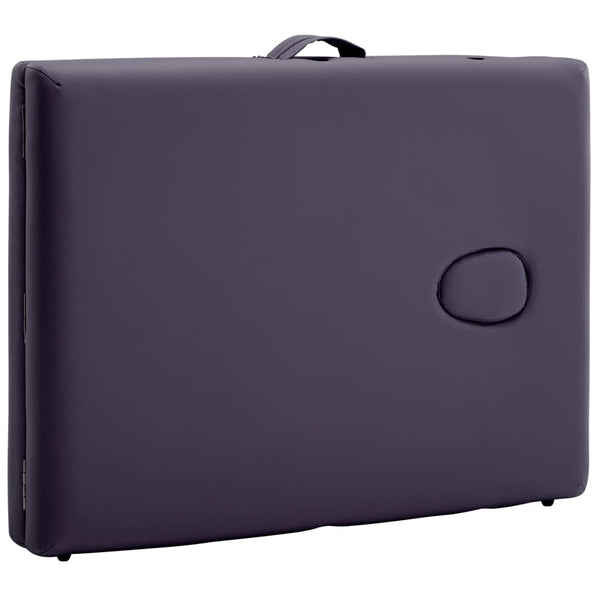 vidaXL 2-Zone Foldable Massage Table with Aluminum Frame Purple