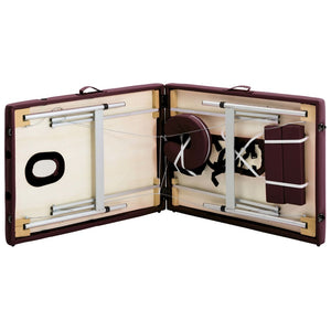 vidaXL Foldable 2-Zone Massage Table Aluminium Frame Burgundy-Purple