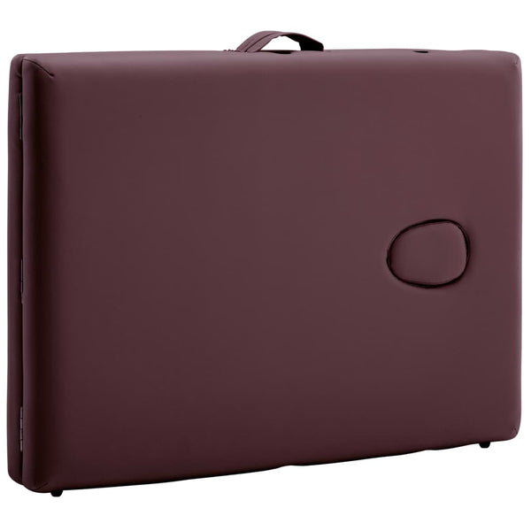 vidaXL Foldable 2-Zone Massage Table Aluminium Frame Burgundy-Purple