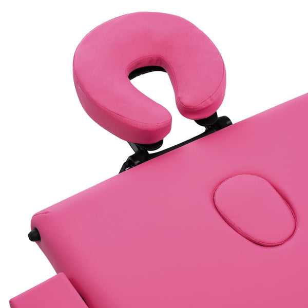 vidaXL Foldable 3-Zone Massage Table with Aluminum Frame Pink