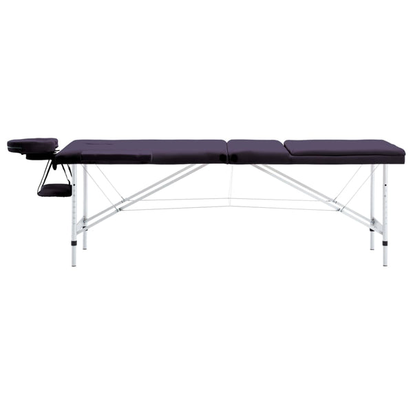 vidaXL Foldable 3-Zone Massage Table with Aluminum Frame Purple