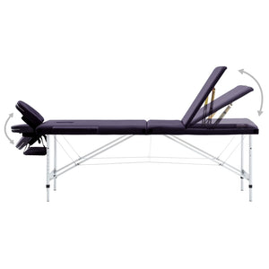 vidaXL Foldable 3-Zone Massage Table with Aluminum Frame Purple