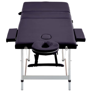 vidaXL Foldable 3-Zone Massage Table with Aluminum Frame Purple