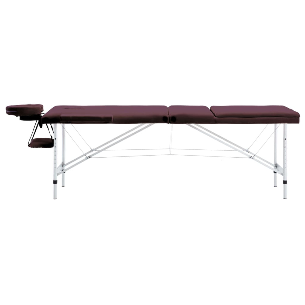 vidaXL Massage Table Foldable 3 Zones Aluminum Dark Purple