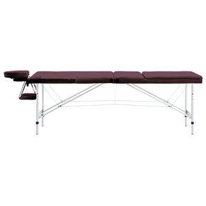 vidaXL Massage Table Foldable 3 Zones Aluminum Dark Purple