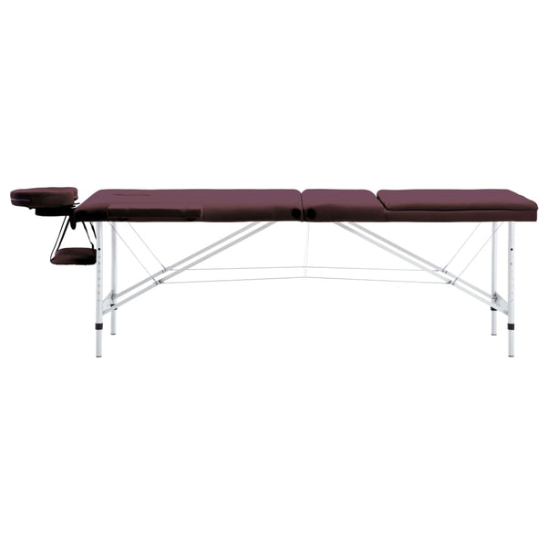 vidaXL Massage Table Foldable 3 Zones Aluminum Dark Purple