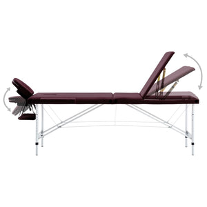 vidaXL Massage Table Foldable 3 Zones Aluminum Dark Purple