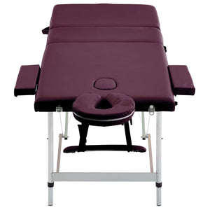 vidaXL Massage Table Foldable 3 Zones Aluminum Dark Purple