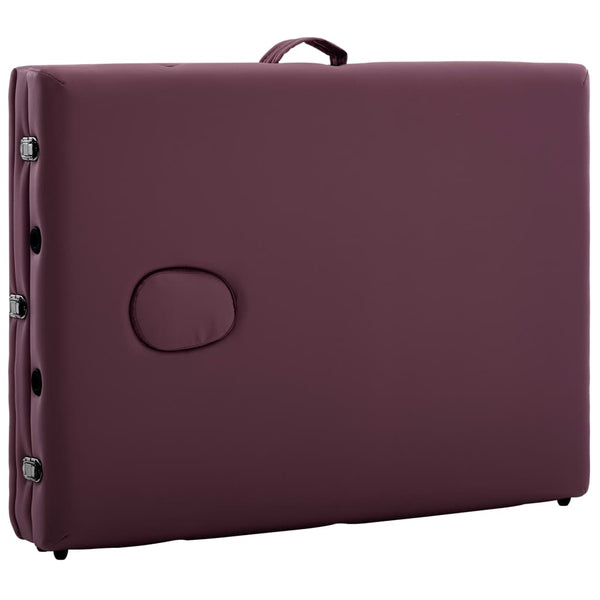 vidaXL Massage Table Foldable 3 Zones Aluminum Dark Purple
