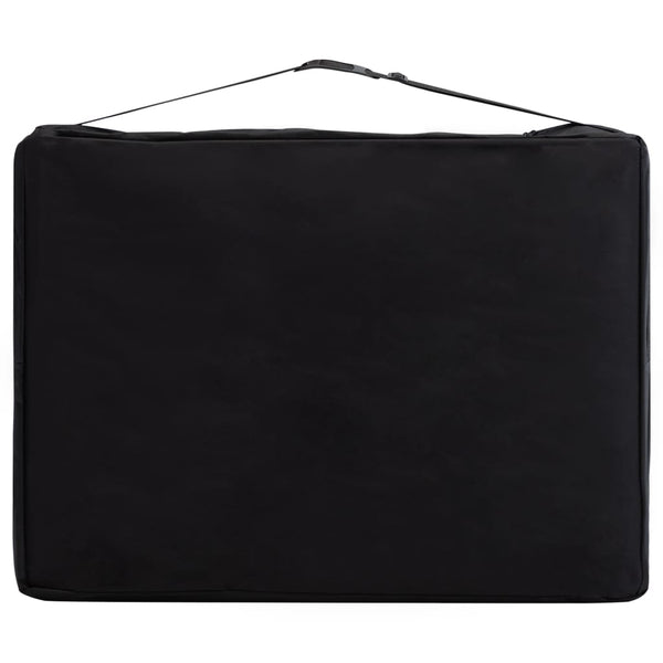 vidaXL Foldable 2-Zone Massage Table with Wooden Frame Black and Beige