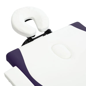vidaXL 2-Zone Foldable Massage Table with Wooden Frame White and Purple