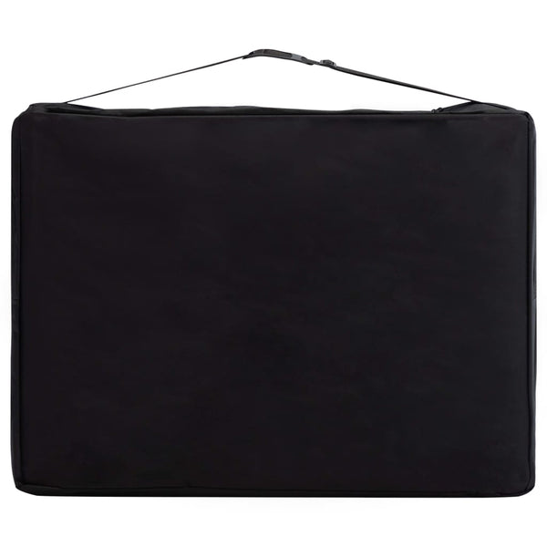 vidaXL Foldable 3-Zone Massage Table with Wooden Frame Black and Beige