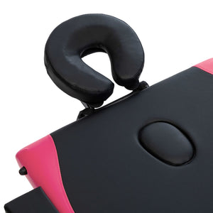 vidaXL 3-Zone Foldable Massage Table with Wooden Frame Black and Pink