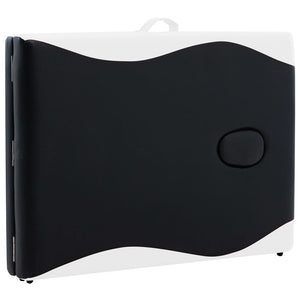 vidaXL Foldable Massage Table 2-Zone Aluminum Frame Black and White