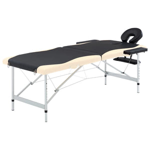 vidaXL Foldable Massage Table 2-Zone Aluminum Frame Black Beige