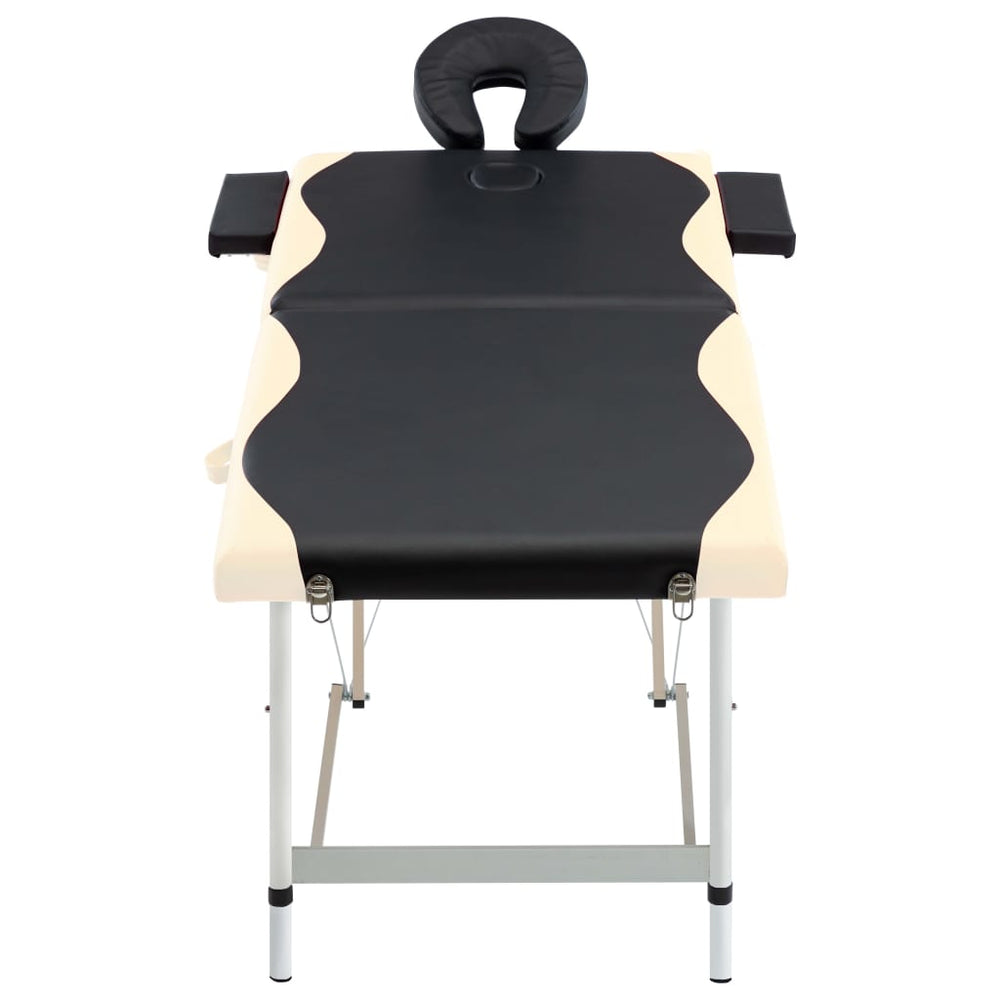vidaXL Foldable Massage Table 2-Zone Aluminum Frame Black Beige