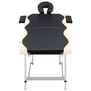 vidaXL Foldable Massage Table 2-Zone Aluminum Frame Black Beige