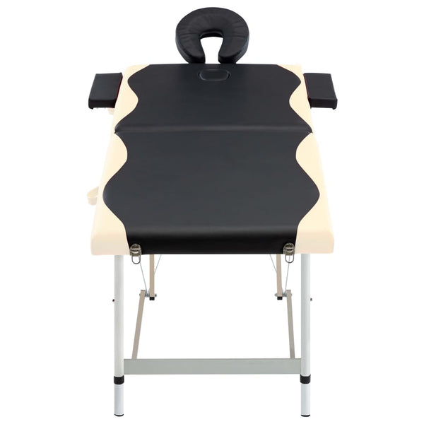vidaXL Foldable Massage Table 2-Zone Aluminum Frame Black Beige