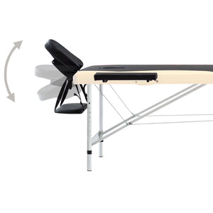 vidaXL Foldable Massage Table 2-Zone Aluminum Frame Black Beige