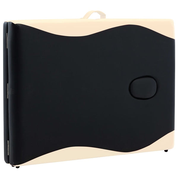 vidaXL Foldable Massage Table 2-Zone Aluminum Frame Black Beige