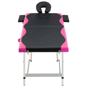 vidaXL Foldable Massage Table 2-Zone Aluminum Frame Black and Pink