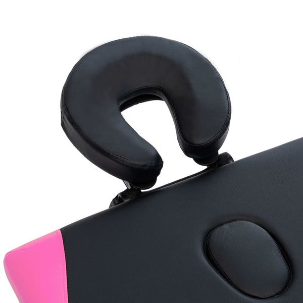 vidaXL Foldable Massage Table 2-Zone Aluminum Frame Black and Pink