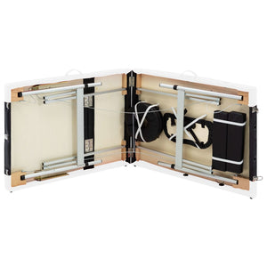vidaXL Foldable 3-Zone Massage Table with Aluminum Frame Black and White