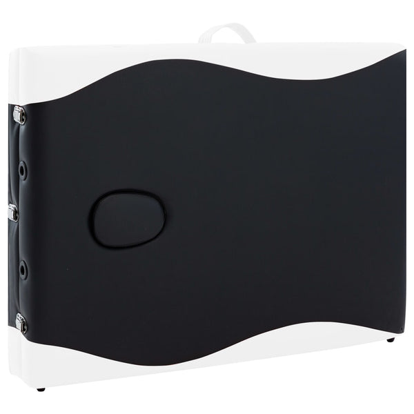 vidaXL Foldable 3-Zone Massage Table with Aluminum Frame Black and White