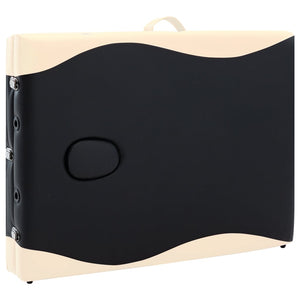 vidaXL Foldable 3-Zone Massage Table with Aluminum Frame Black Beige