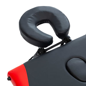 vidaXL 3-Zone Foldable Massage Table Aluminum Frame Black and Red