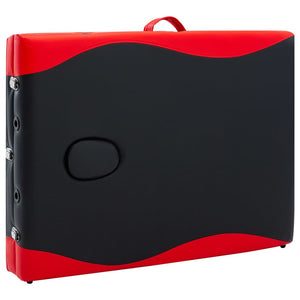 vidaXL 3-Zone Foldable Massage Table Aluminum Frame Black and Red