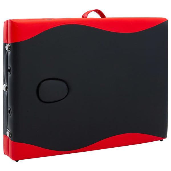 vidaXL 3-Zone Foldable Massage Table Aluminum Frame Black and Red