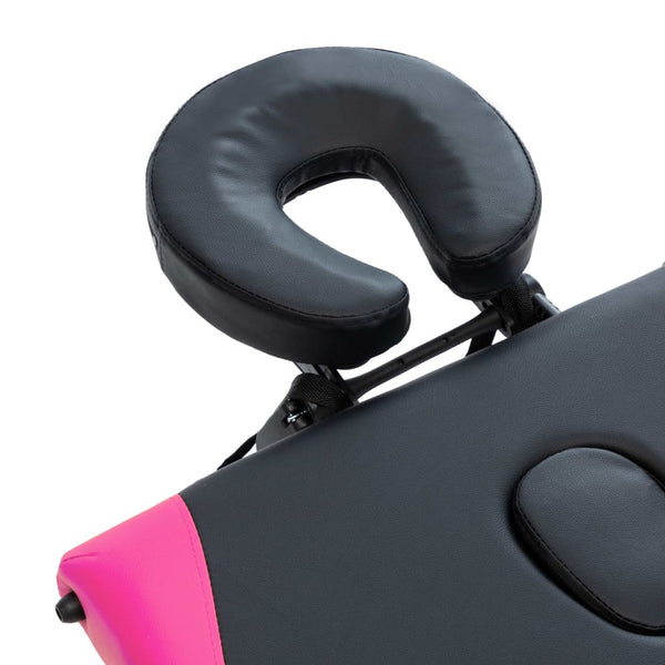 vidaXL Foldable Massage Table 3-Zone Aluminum Frame Black and Pink