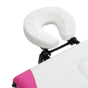 vidaXL Foldable Massage Table 3-Zone Aluminum Frame White and Pink