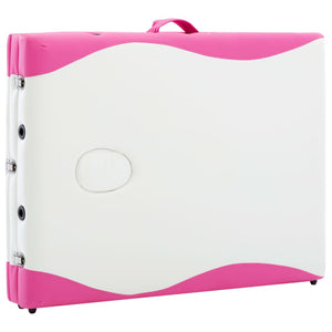 vidaXL Foldable Massage Table 3-Zone Aluminum Frame White and Pink