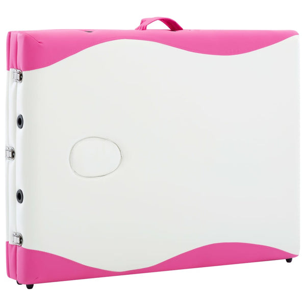 vidaXL Foldable Massage Table 3-Zone Aluminum Frame White and Pink