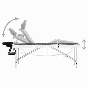 vidaXL Foldable Massage Table 4-Zone Aluminum Frame Black and White